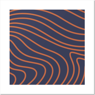 Orange curved stripes in retro style Posters and Art